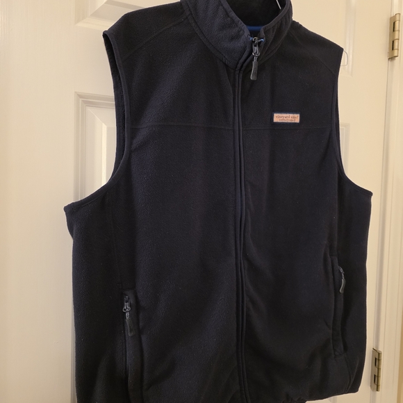 Vineyard Vines Harbor Fleece Dark Blue Vest - Picture 2 of 6